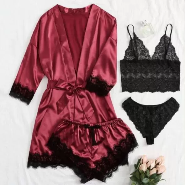 PEARLINA - SET DE 4 PIESE PIJAMALE ȘI LENJERIE INTIMĂ